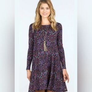Matilda Jane New Resolution Purple Floral Long Sleeve Dress Size Large NWT